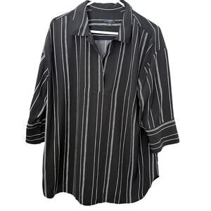 Ann Taylor Factory Black & White Striped Blouse - Size L